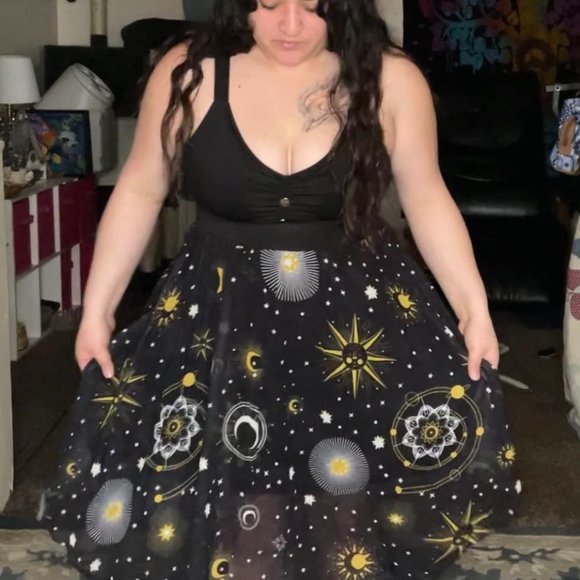 Celestial Sun Moon Star Sleeveless A-Line High Low Dress XL 10/12 - NEW! - Picture 3 of 6